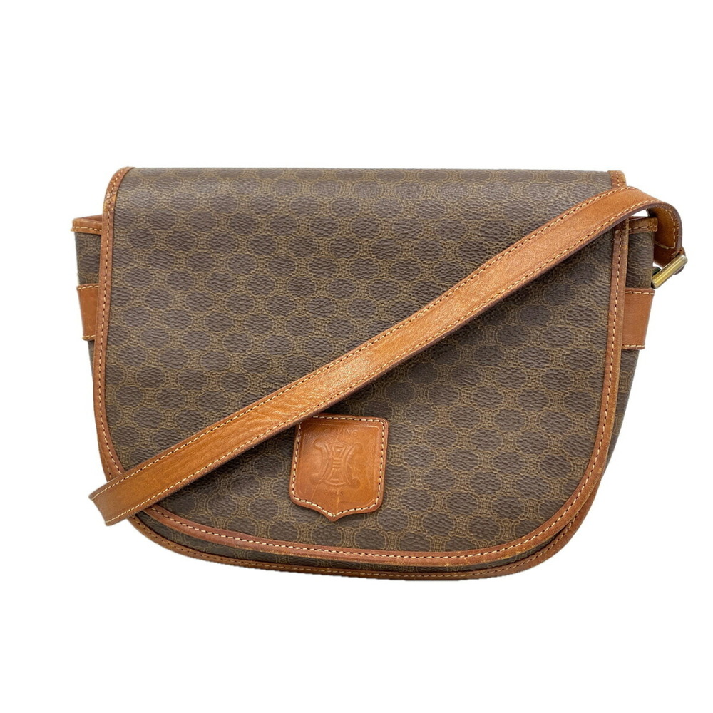 Celine Macadam Shoulder Bag, Brown, Women's
